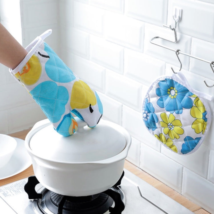 5 Sets 2 in 1 Thickened Microwave Oven High Temperature Resistant Plus Velvet Insulation Gloves Set, 5 Sets