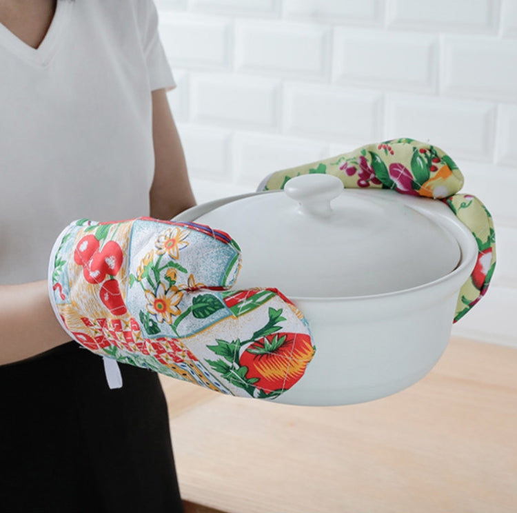 5 Sets 2 in 1 Thickened Microwave Oven High Temperature Resistant Plus Velvet Insulation Gloves Set, 5 Sets