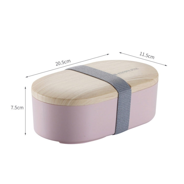 Oval Simple Lunch Box Wooden Sushi Sealed Leak-proof Lunch Box with Cutlery, Single-layer
