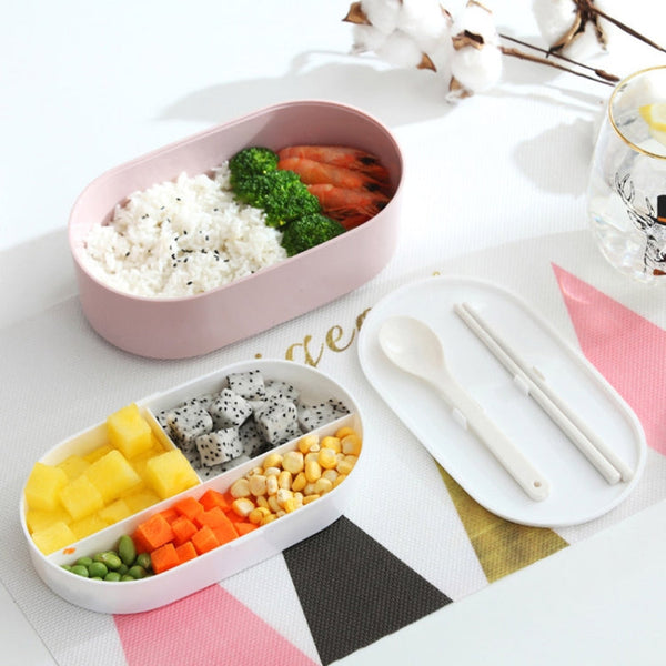 Oval Simple Lunch Box Wooden Sushi Sealed Leak-proof Lunch Box with Cutlery, Single-layer