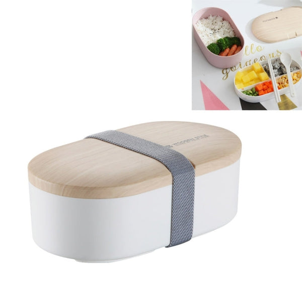 Oval Simple Lunch Box Wooden Sushi Sealed Leak-proof Lunch Box with Cutlery, Single-layer