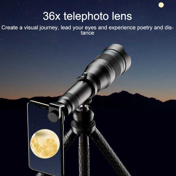 APEXEL APL-JS36XJJ04 Full Metal 36X High List Tube External Dual-tone Telescope Universal Telephoto Mobile Phone Lens