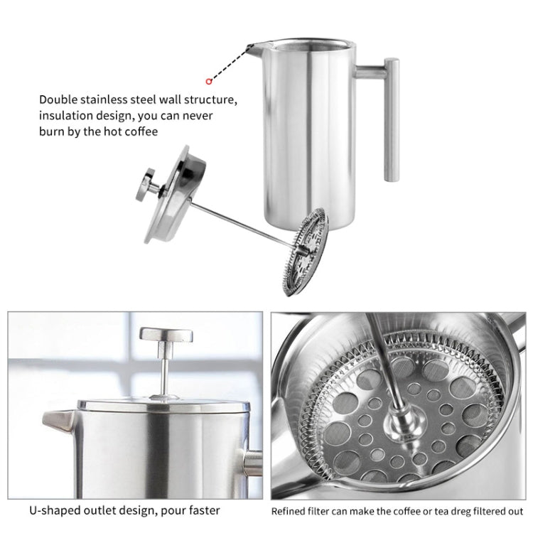 304 Stainless Steel French Pressure Coffee Pot Hand Made Tea Pot