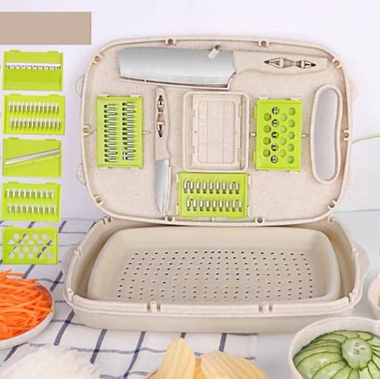 9 in 1 Folding Cutting Board Plastic Multi Function Household Cutting Board Kitchen Antibacterial Mildew Cutting Board Cutting Knife Set
