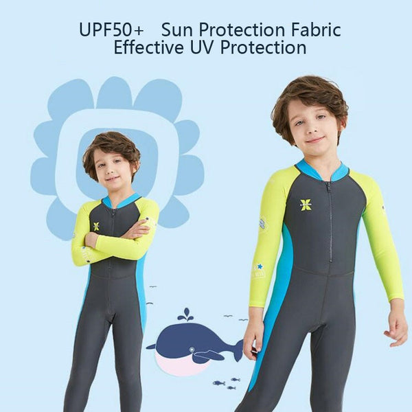 DIVE&SAIL Children Diving Suit Outdoor Long-sleeved One-piece Swimsuit Sunscreen Swimwear