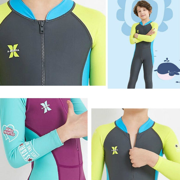 DIVE&SAIL Children Diving Suit Outdoor Long-sleeved One-piece Swimsuit Sunscreen Swimwear