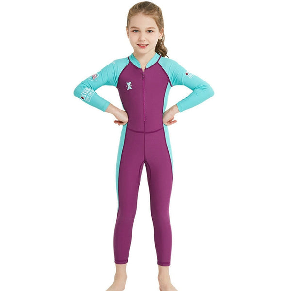 DIVE&SAIL Children Diving Suit Outdoor Long-sleeved One-piece Swimsuit Sunscreen Swimwear