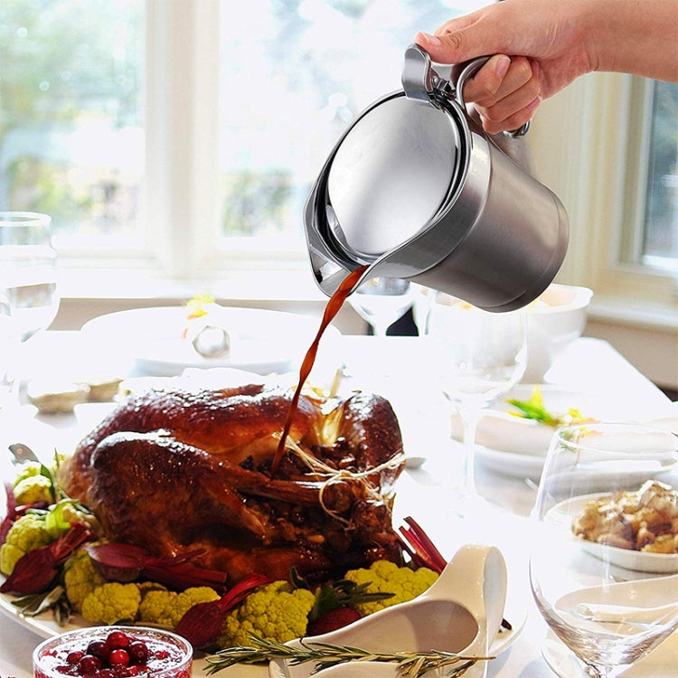 304 Stainless Steel Sauce Cup Steak Sauce Pot Tomato Sauce Bottle Double Insulated Seasoning Pot, Capacity: 450ml, Stainless Steel Sauce Cup