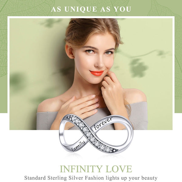 925 Sterling Silver  Infinity Family Forever Beaded For Women DIY Bracelet Accseories