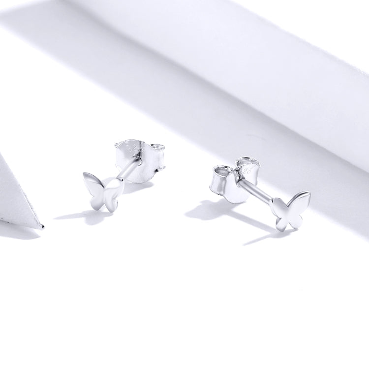 Sterling Silver Butterfly Earrings Fresh Simple and Compact Platinum-plated Girls Earrings