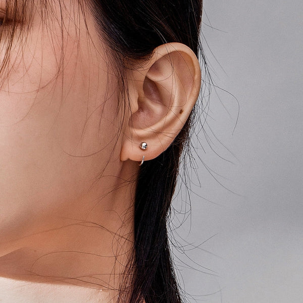 Sterling Silver Earrings Simple Platinum-plated Earrings Temperament Small Ball Earrings