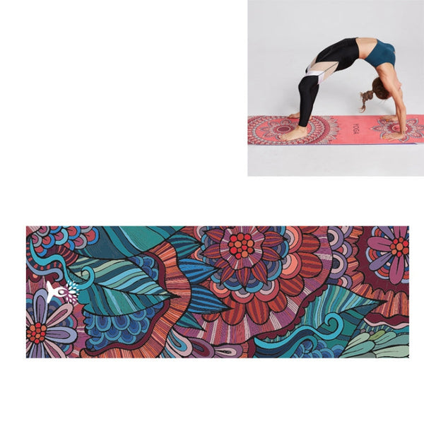 Portable Printed Non-slip Environmental Protection Yoga Mat Drape, Size: 185 x 63cm, Practitioner, Tibetan Green Lotus, Huilongqing, Mandolin, Green Lucky Elephant, Red Heart Lotus, Saint Golden Wolf, Sacred Heart Lotus, Century Lotus, Powder Bit Line ...