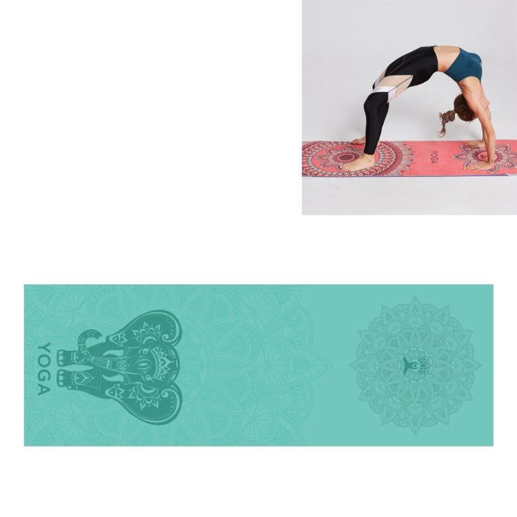 Portable Printed Non-slip Environmental Protection Yoga Mat Drape, Size: 185 x 63cm, Practitioner, Tibetan Green Lotus, Huilongqing, Mandolin, Green Lucky Elephant, Red Heart Lotus, Saint Golden Wolf, Sacred Heart Lotus, Century Lotus, Powder Bit Line ...