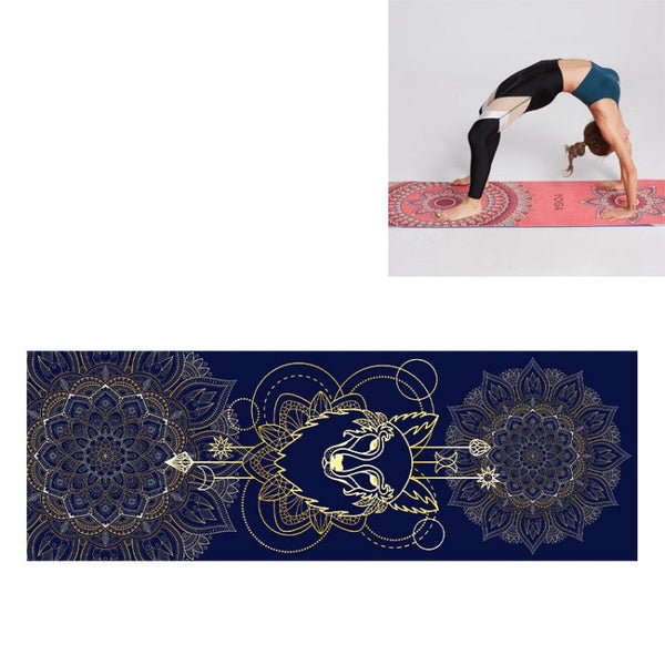 Portable Printed Non-slip Environmental Protection Yoga Mat Drape, Size: 185 x 63cm, Practitioner, Tibetan Green Lotus, Huilongqing, Mandolin, Green Lucky Elephant, Red Heart Lotus, Saint Golden Wolf, Sacred Heart Lotus, Century Lotus, Powder Bit Line ...