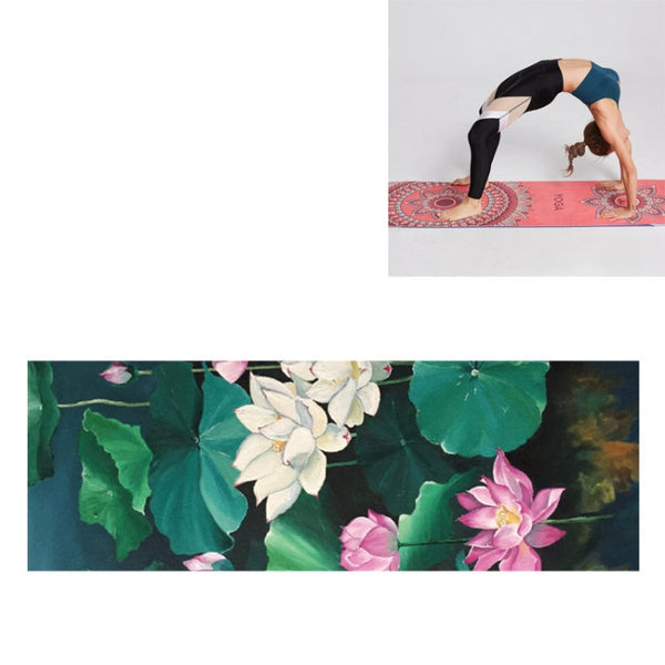 Portable Printed Non-slip Environmental Protection Yoga Mat Drape, Size: 185 x 63cm, Practitioner, Tibetan Green Lotus, Huilongqing, Mandolin, Green Lucky Elephant, Red Heart Lotus, Saint Golden Wolf, Sacred Heart Lotus, Century Lotus, Powder Bit Line ...