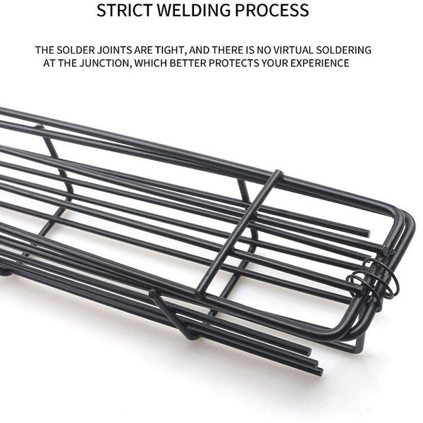 2 PCS Hot Dog Barbecue Cage Sausage Barbecue Clip Barbecue Clip Mesh Wooden Handle Barbecue Mesh Rack, Wood color, Red