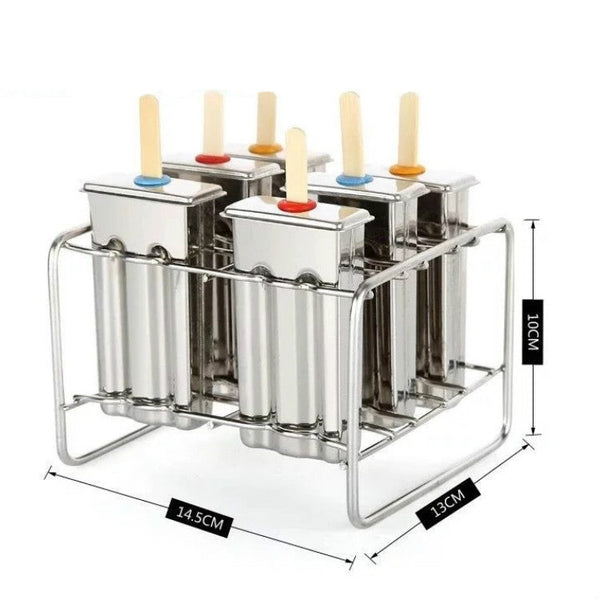 Stainless Steel DIY Ice Cream Mold Household Popsicle Ice Cream Mold, 6 Flat Head Double Grooves, 6 Round Head Double Grooves, 3 Flat 3 Round Head Double Grooves, 6 Watermelon Cups Double Slot