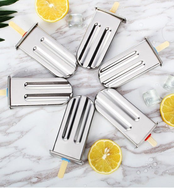 Stainless Steel DIY Ice Cream Mold Household Popsicle Ice Cream Mold, 6 Flat Head Double Grooves, 6 Round Head Double Grooves, 3 Flat 3 Round Head Double Grooves, 6 Watermelon Cups Double Slot