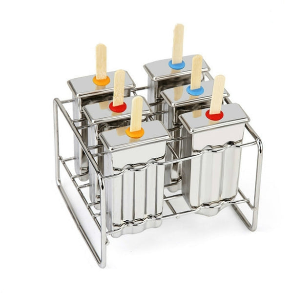 Stainless Steel DIY Ice Cream Mold Household Popsicle Ice Cream Mold, 6 Flat Head Double Grooves, 6 Round Head Double Grooves, 3 Flat 3 Round Head Double Grooves, 6 Watermelon Cups Double Slot