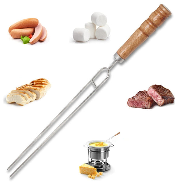 Stainless Steel Barbecue Skewers Barbecue Fork U-shaped Barbecue Fork, Spec: 6pcs + 2  Sweeps