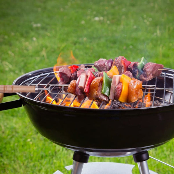 Stainless Steel Barbecue Skewers Barbecue Fork U-shaped Barbecue Fork, Spec: 6pcs + 2  Sweeps