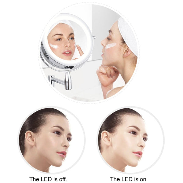 Bathroom Wall-mounted Retractable LED Makeup Mirror With Lamp Mirror HD Double-sided Beauty Mirror