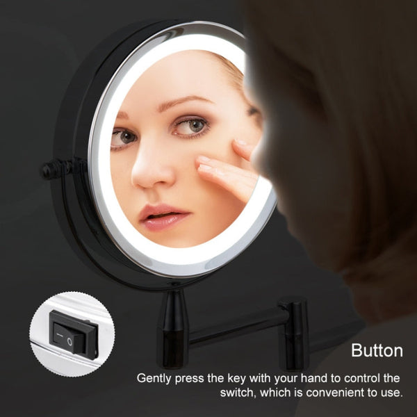 Bathroom Wall-mounted Retractable LED Makeup Mirror With Lamp Mirror HD Double-sided Beauty Mirror