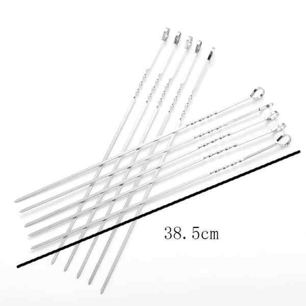 10pcs / Set Metal Square Flat Barbecue Stick BBQ Skewers, BBQ Skewers