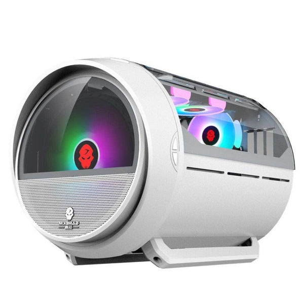 GAMEKM Genki Bomb Personality Gaming Internet Cafe Side Through Gaming Case USB 3.0 Water-cooled Desktop Computer Case, White, Pink, Black