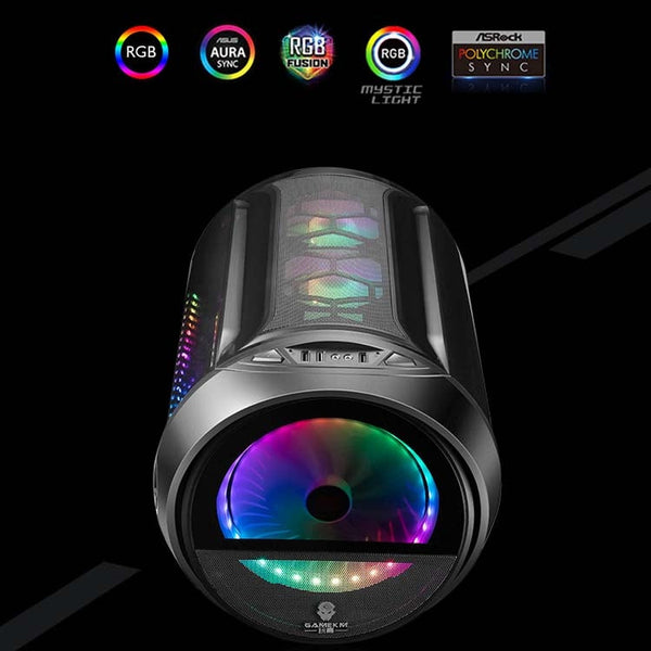 GAMEKM Genki Bomb Personality Gaming Internet Cafe Side Through Gaming Case USB 3.0 Water-cooled Desktop Computer Case, White, Pink, Black