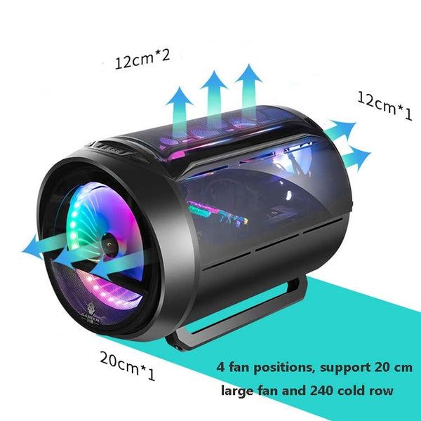 GAMEKM Genki Bomb Personality Gaming Internet Cafe Side Through Gaming Case USB 3.0 Water-cooled Desktop Computer Case, White, Pink, Black