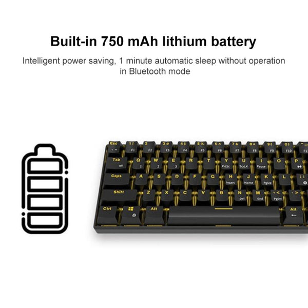 RK61 61 Keys Bluetooth / Wireless Dual Modes Tablet Mobile Gaming Mechanical Keyboard, Cable Length: 1.5m
