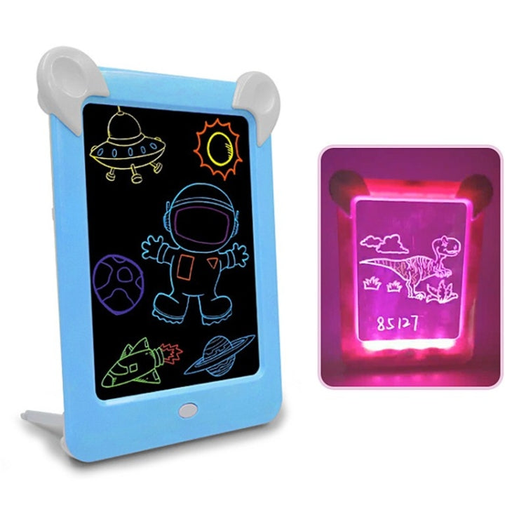LED Luminous Drawing Board Electronic Fluorescent Writing Board Children Light Painting Message Board, Blue, Pink