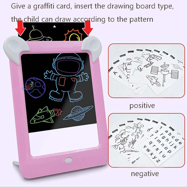 LED Luminous Drawing Board Electronic Fluorescent Writing Board Children Light Painting Message Board, Blue, Pink