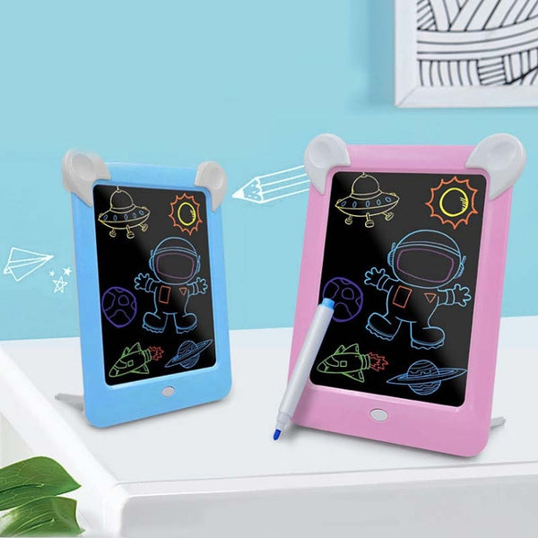 LED Luminous Drawing Board Electronic Fluorescent Writing Board Children Light Painting Message Board, Blue, Pink