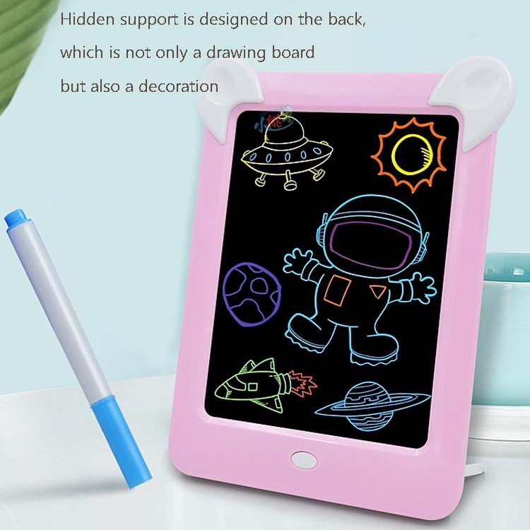 LED Luminous Drawing Board Electronic Fluorescent Writing Board Children Light Painting Message Board, Blue, Pink