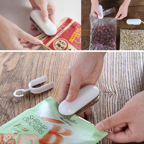 Household Mini Heat Sealing Machine Package Sealer Clamps, Brown, Gray
