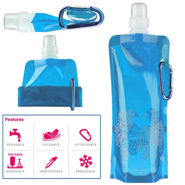 0.5L Portable Ultralight Foldable Silicone Water Bag Outdoor Sports Supplies Hiking Camping Soft Flask Waterproof Bag
