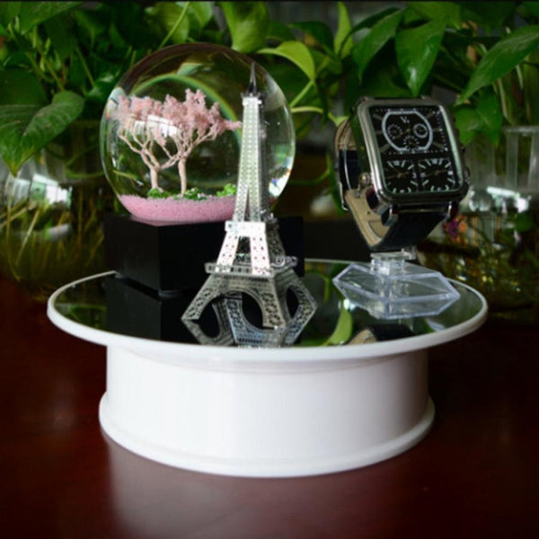 30cm 360 Degree Electric Rotating Turntable Display Stand Mirror Top Video Shooting Props Turntable for Photography, Load 4kg (White), 30cm Mirror Top(White)