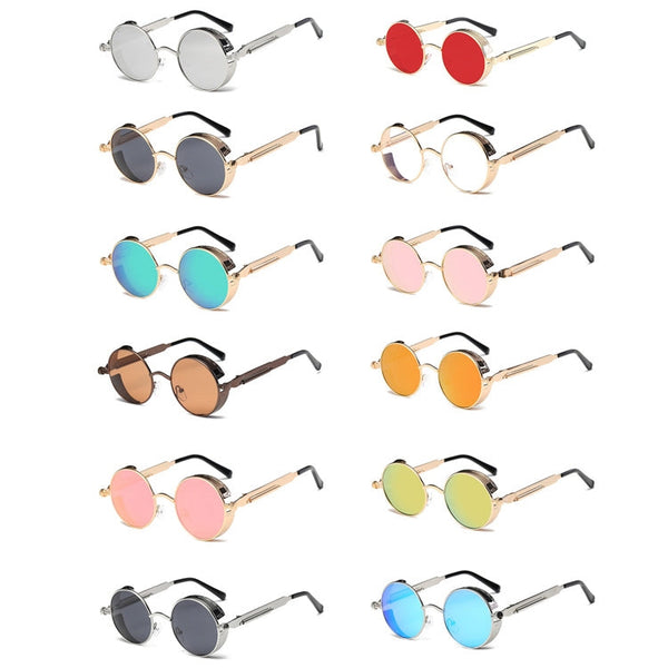 Metal Round Frame Steampunk Retro Sunglasses for Men Women