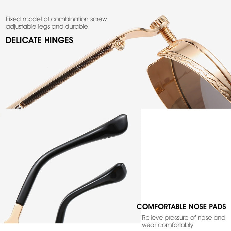 Metal Round Frame Steampunk Retro Sunglasses for Men Women