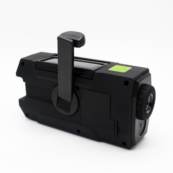 Multifunctional Hand Crank Solar Power LED Flashlight Full Band FM Radio Desk Lamp Alarm, US Version NOAA