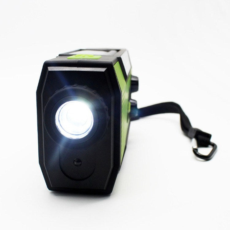 Multifunctional Hand Crank Solar Power LED Flashlight Full Band FM Radio Desk Lamp Alarm, US Version NOAA