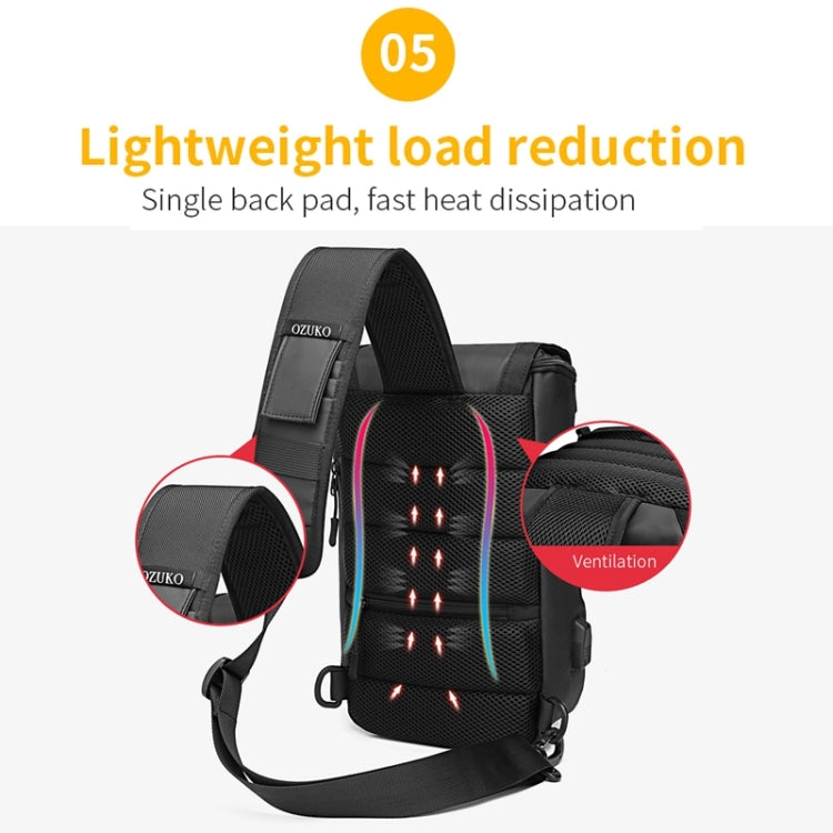 Ozuko 9334 Men Outdoor Multifunctional Waterproof Messenger Bag with External USB Charging Port