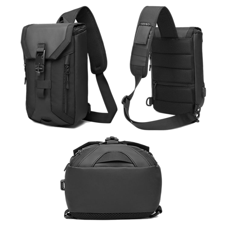 Ozuko 9334 Men Outdoor Multifunctional Waterproof Messenger Bag with External USB Charging Port