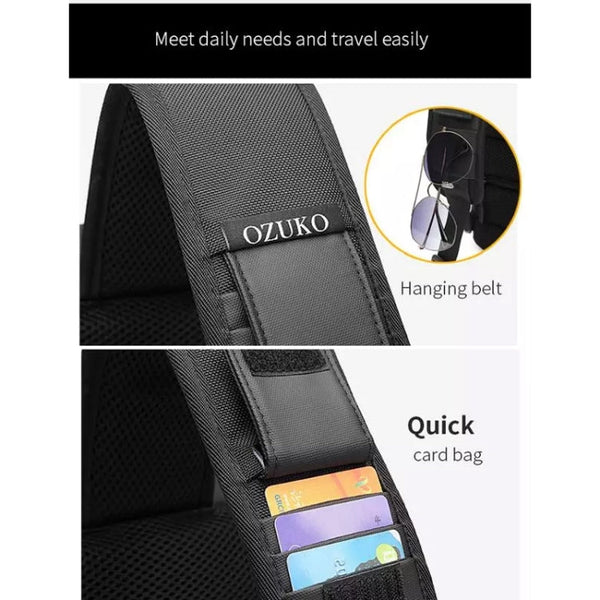 Ozuko 9334 Men Outdoor Multifunctional Waterproof Messenger Bag with External USB Charging Port