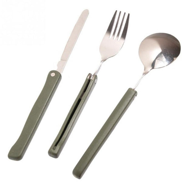 Portable Mini Tableware Set outdoor Tool Folding Cutlery Set with Spoon Fork Knives for Camping Picnic Stainless Steel