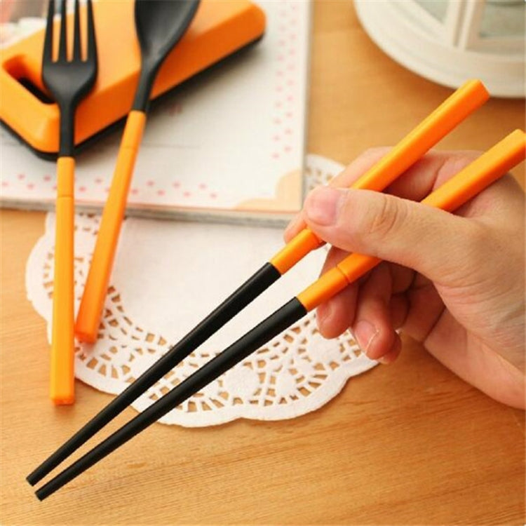 3 in 1 ABS Folding Dinnerware Cutlery Fork Chopsticks Set with Storage Box Outdoor Camping Hiking Traveling Tableware Set