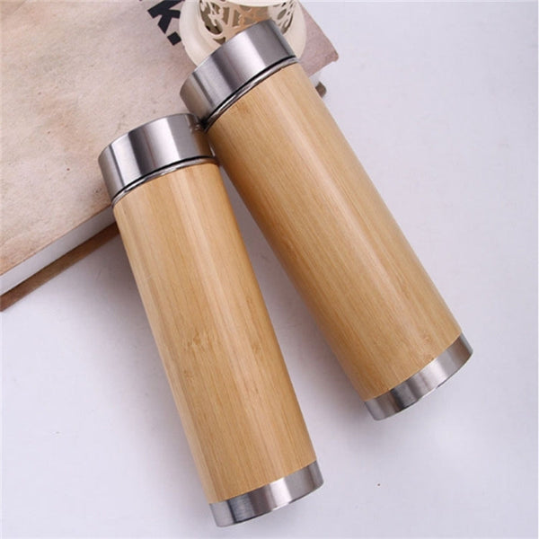 Creative Bamboo Thermos Bottle Stainless Steel Vacuum Flask, 450ml  Stainless Steel, 450ml  Purple Clay