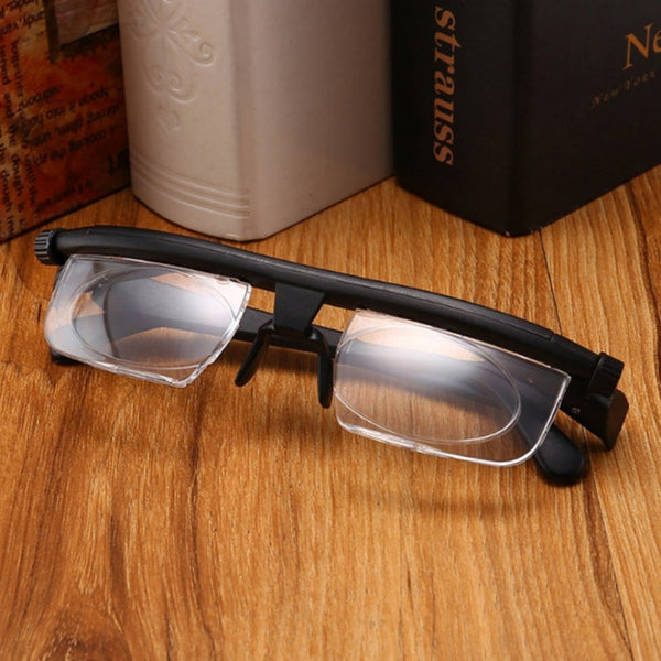 Adjustable Strength Lens Reading Myopia Glasses Eyewear Variable Focus Vision, for -6.00D to +3.00D